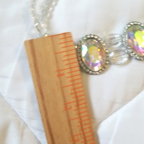 Silver Glass Bead Oval Choker Necklace - Picture 3 of 4